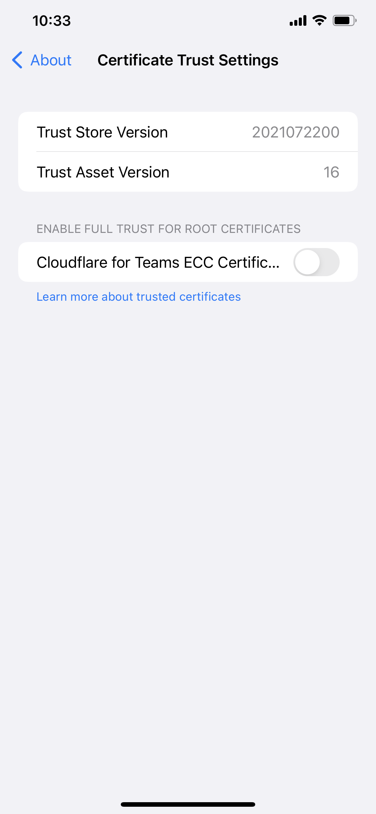 iOS cert trust