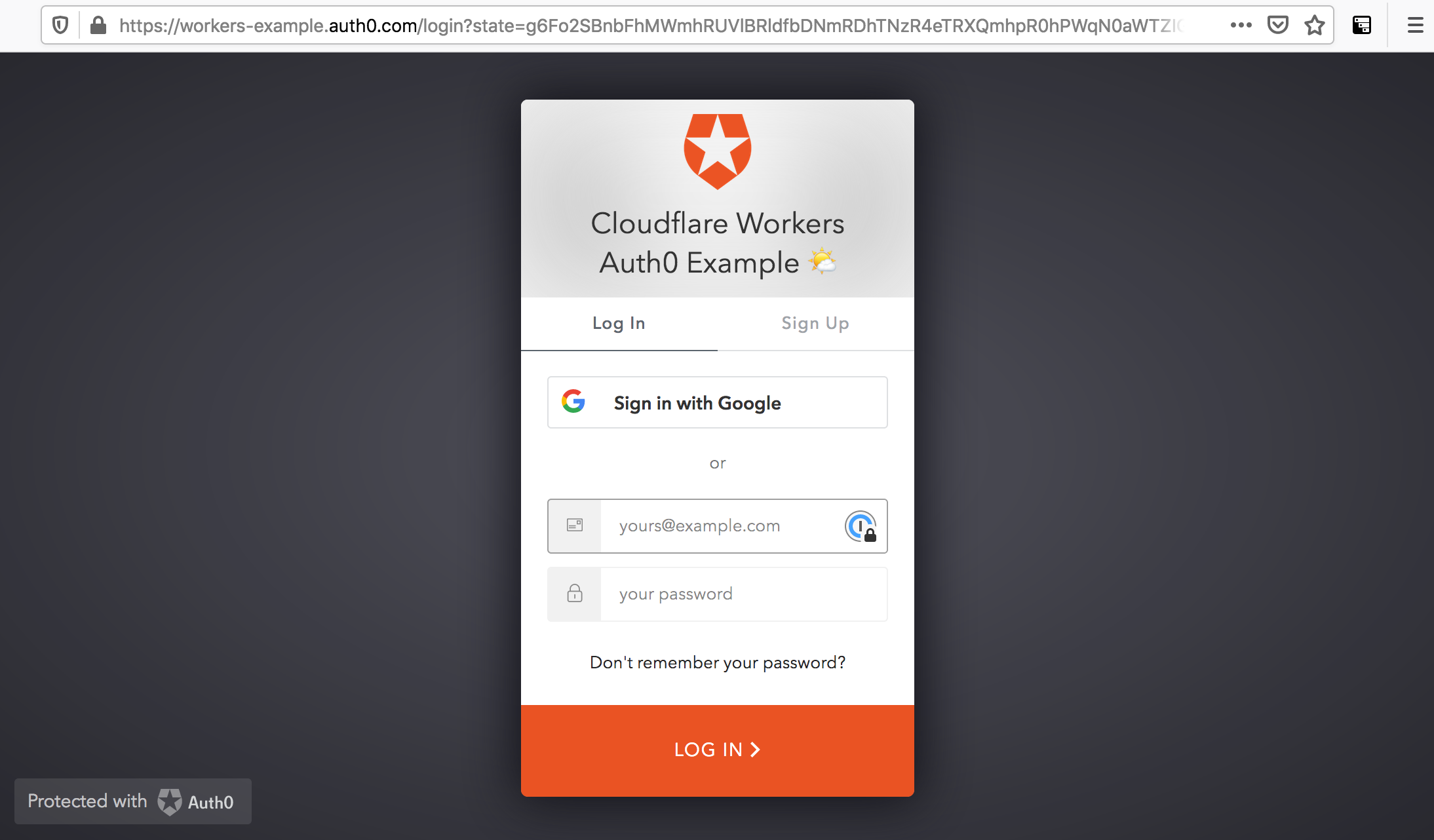 A user logging in via Auth0’s login form